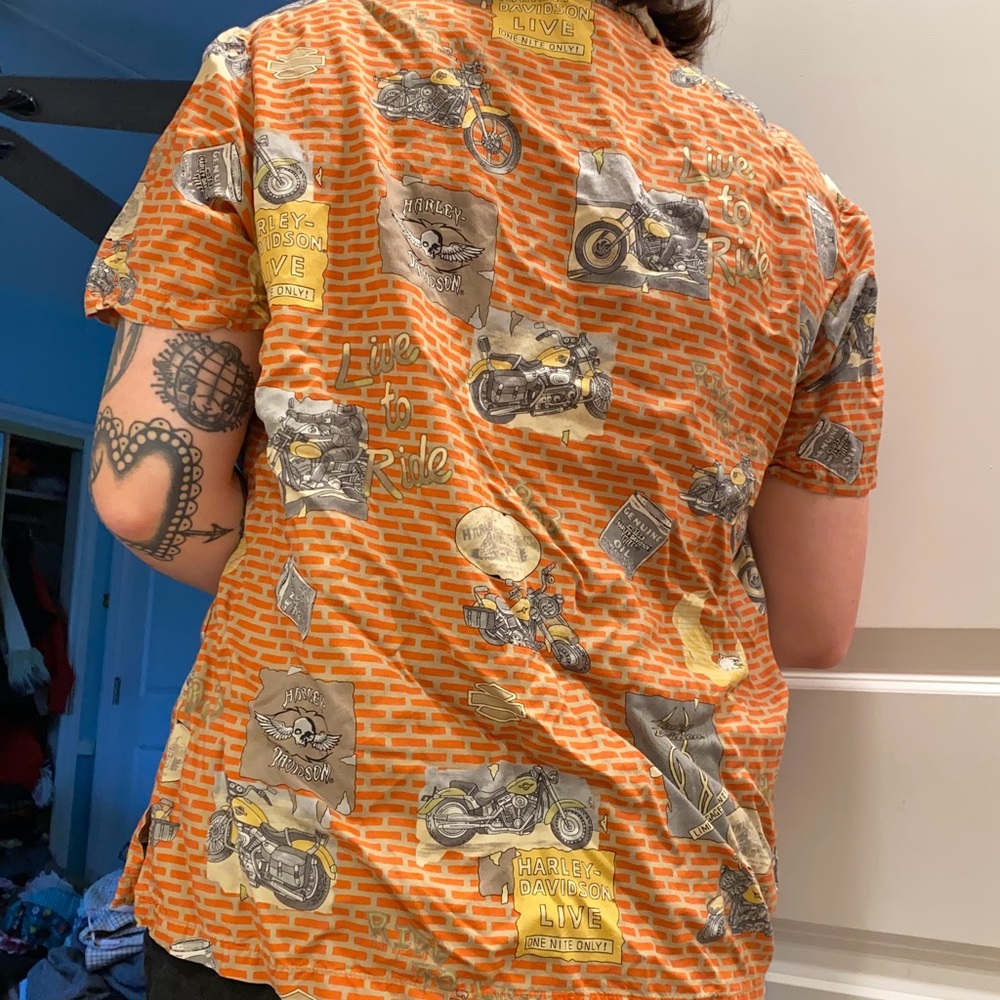 Harley Davidson Button Up Oversized - image 2